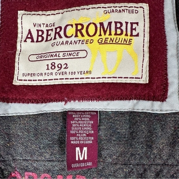 ABERCROMBIE & FITCH Men’s Distressed Vintage Tweed Jacket Medium Military Field - Picture 8 of 14